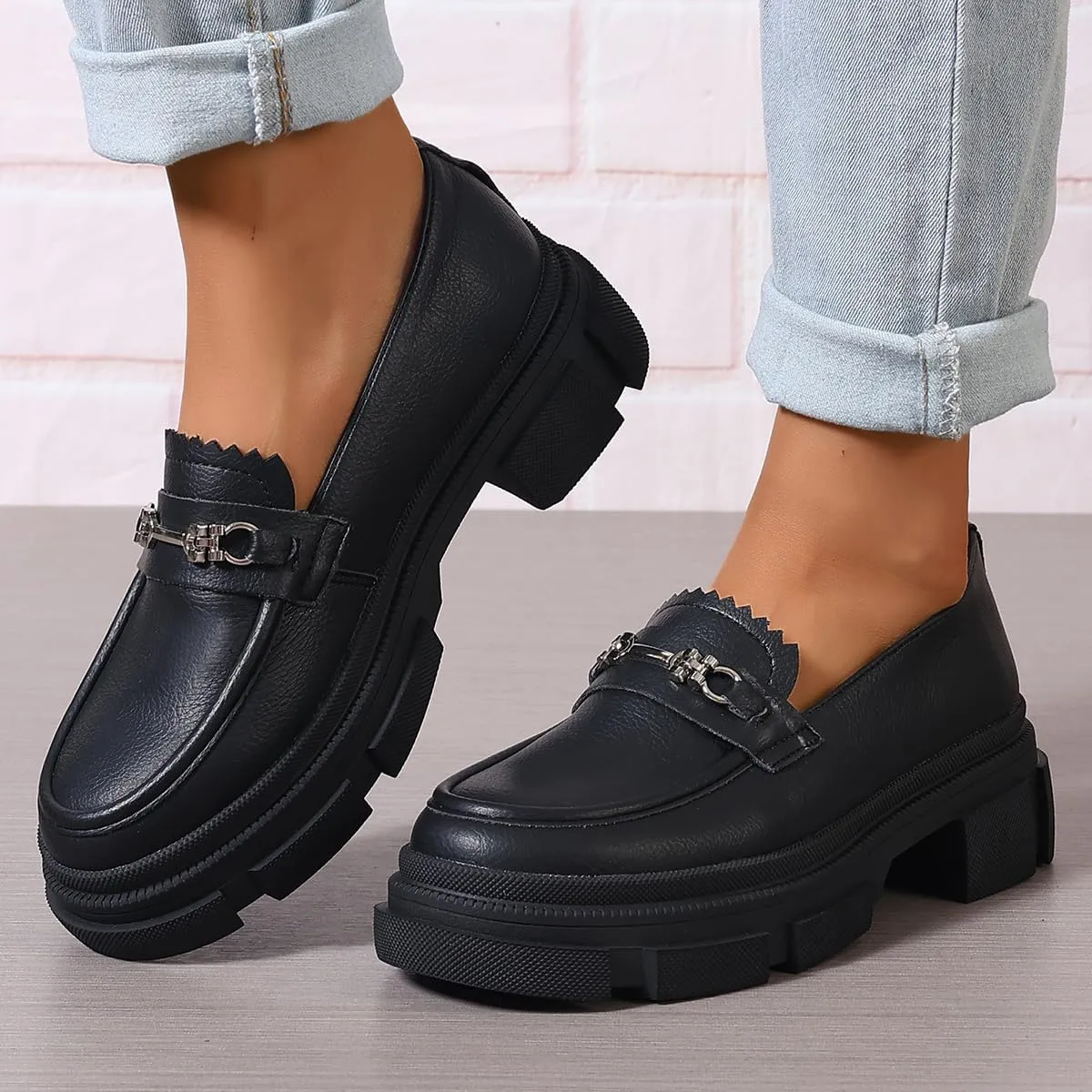 SACFOF Loafers for Women Platform Chunky Comfortable Slip-On Womens Loafers Fashion Business Work Dressy Casual Shoes