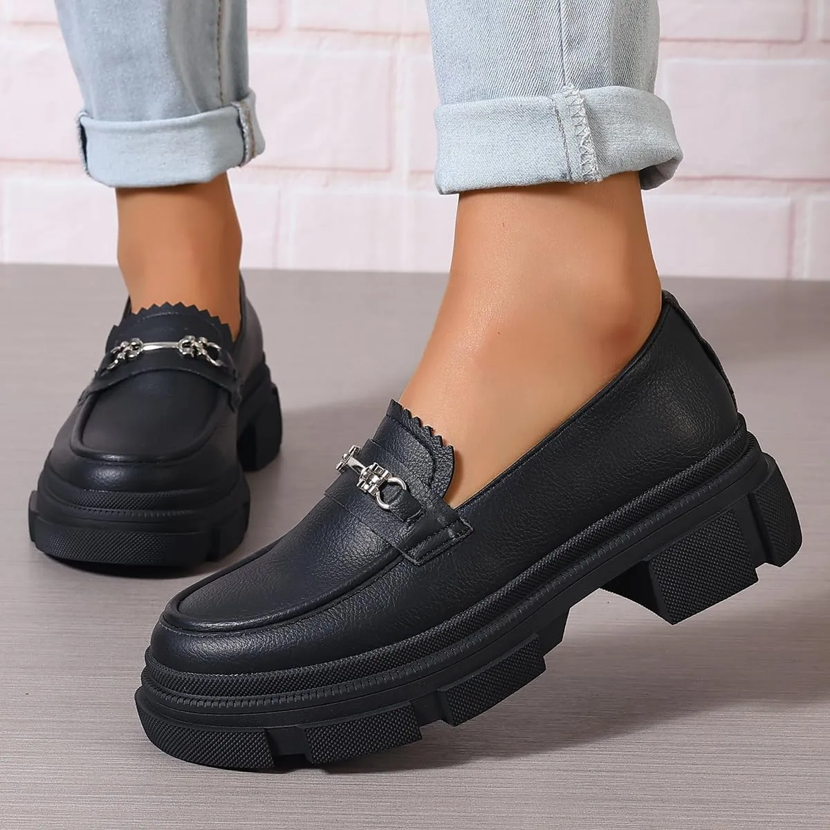SACFOF Loafers for Women Platform Chunky Comfortable Slip-On Womens Loafers Fashion Business Work Dressy Casual Shoes