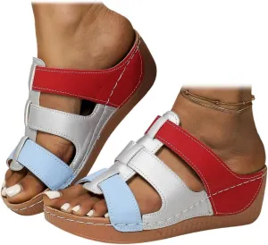 SACFOF Orthopedic Wedge Sandals for Women Open Toe Hollow Wedge Heel Platform Sandal Summer Dressy Mules Outdoor Shoes