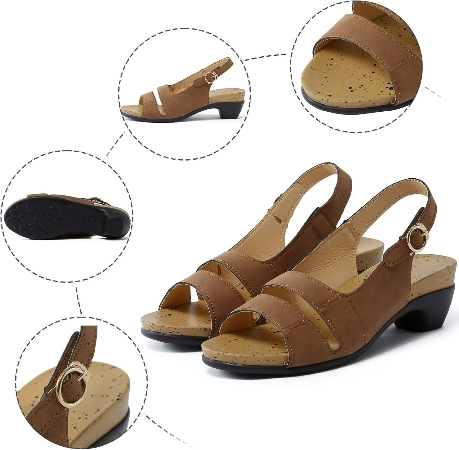 SACFOF Womens Peep Toe Chunky Block Heel Ankle Strap Shoes Low Block Heels Pump Wedding SDress Sandals
