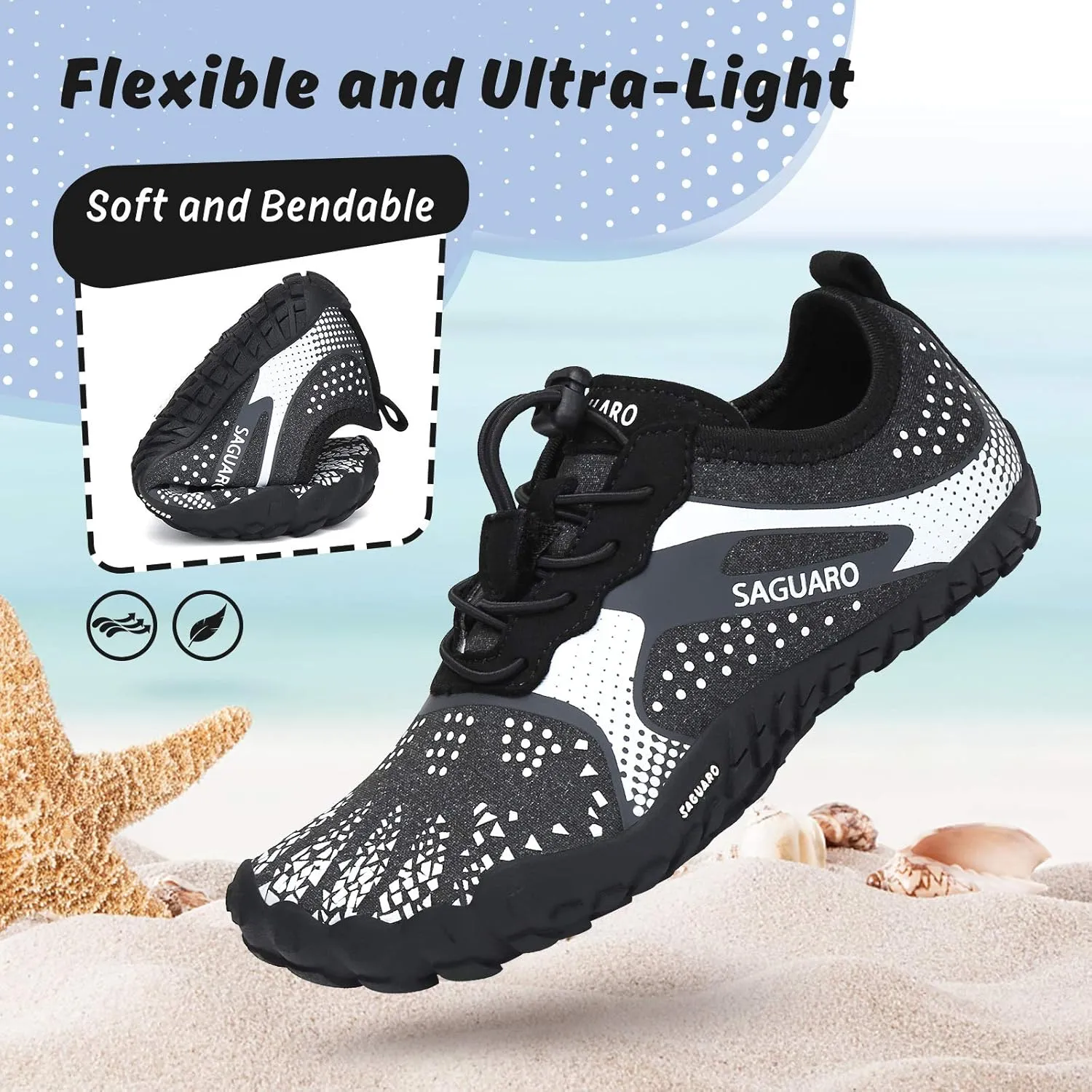 SAGUARO Kids' Barefoot Shoes Boys Girls Quick Dry Aqua Athletic Sneakers Lightweight Sport Footwear Toddler Water Shoes