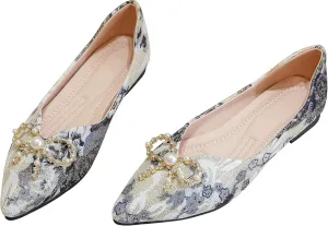 SAILING LU Bow-Knot Ballet Flats for Women Pointy Toe Sequins Dressy Shoes Womens Comfortable Slip on Loafers Light Weight