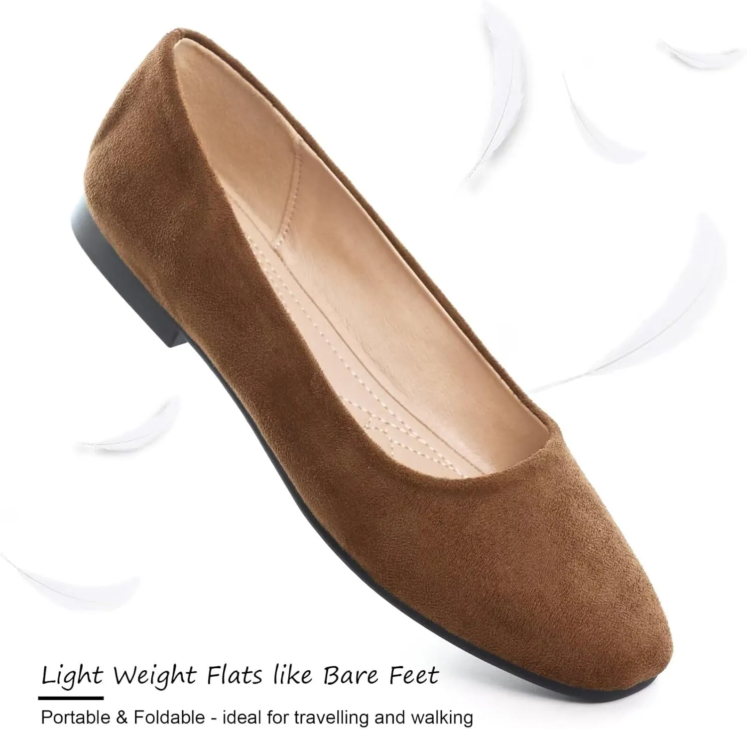 SAILING LU Flats for Women Comfortable Solid Color Soft Flats Square Toe Ballet Casual Work Shoes Dressy Slip-ons Loafers