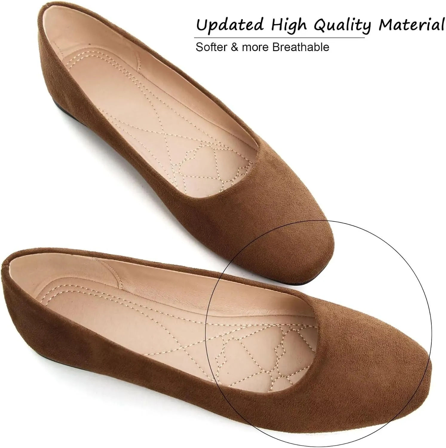 SAILING LU Flats for Women Comfortable Solid Color Soft Flats Square Toe Ballet Casual Work Shoes Dressy Slip-ons Loafers