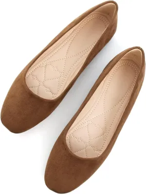 SAILING LU Flats for Women Comfortable Solid Color Soft Flats Square Toe Ballet Casual Work Shoes Dressy Slip-ons Loafers