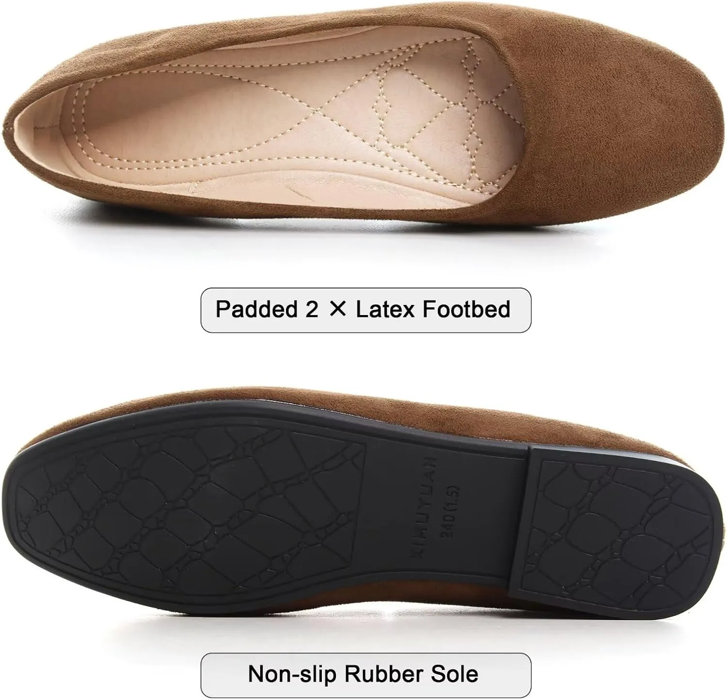 SAILING LU Flats for Women Comfortable Solid Color Soft Flats Square Toe Ballet Casual Work Shoes Dressy Slip-ons Loafers