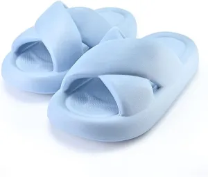 Sandals Fashion Personality Thick Bottom Cross Strap Sandals Outer Wear Ladies Home Slippers Home Slippers Easy for Putting on or Taking Off (Color : Haze Blue, Size : 38-39)