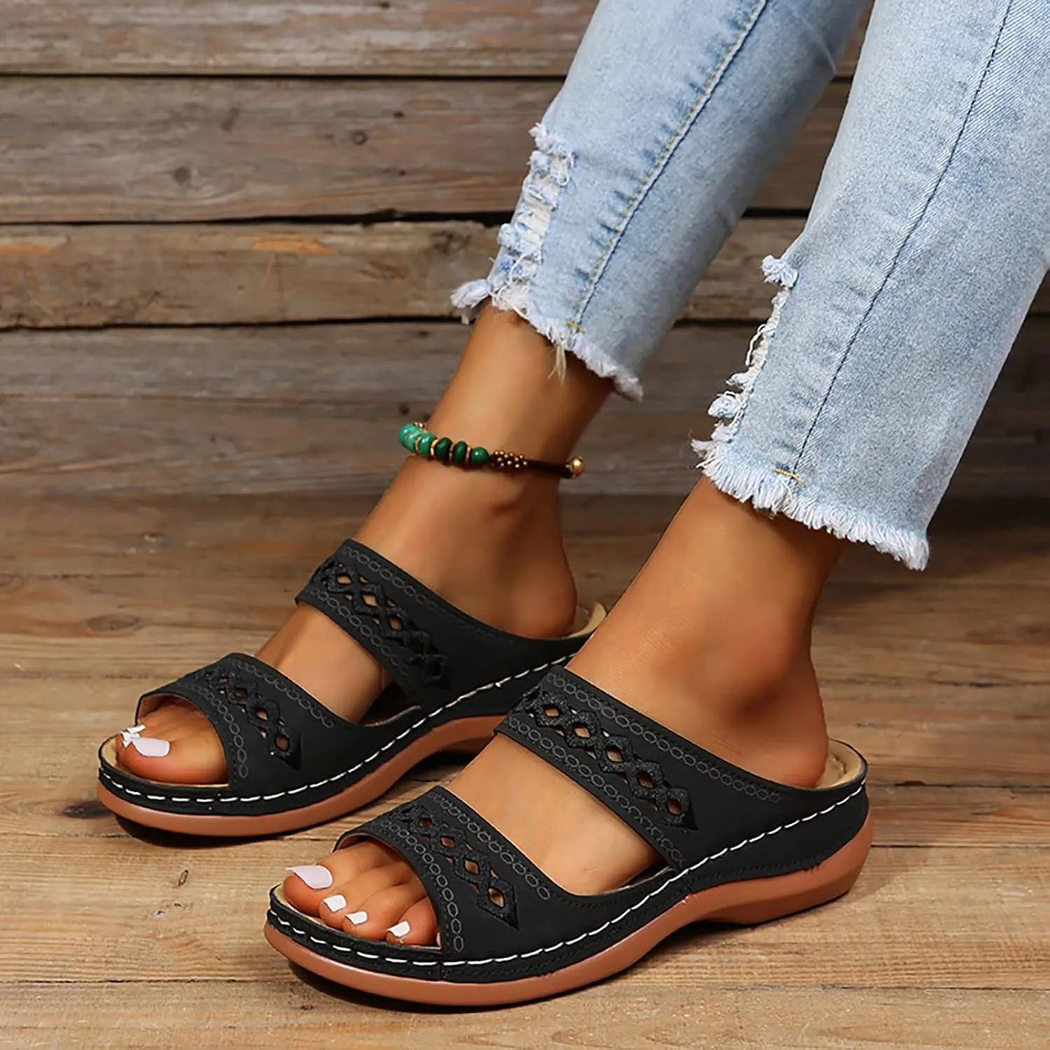 SBGMoSJ Diabetic Shoes for Women Wide Width Dress Orthopedic Working Shoes Woman Heeled Comfort Sandals Plantar Fasciitis Sandals Black Chunky Heels Open Toe Heels