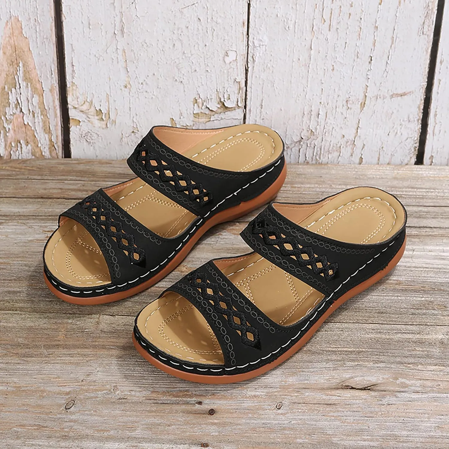 SBGMoSJ Diabetic Shoes for Women Wide Width Dress Orthopedic Working Shoes Woman Heeled Comfort Sandals Plantar Fasciitis Sandals Black Chunky Heels Open Toe Heels