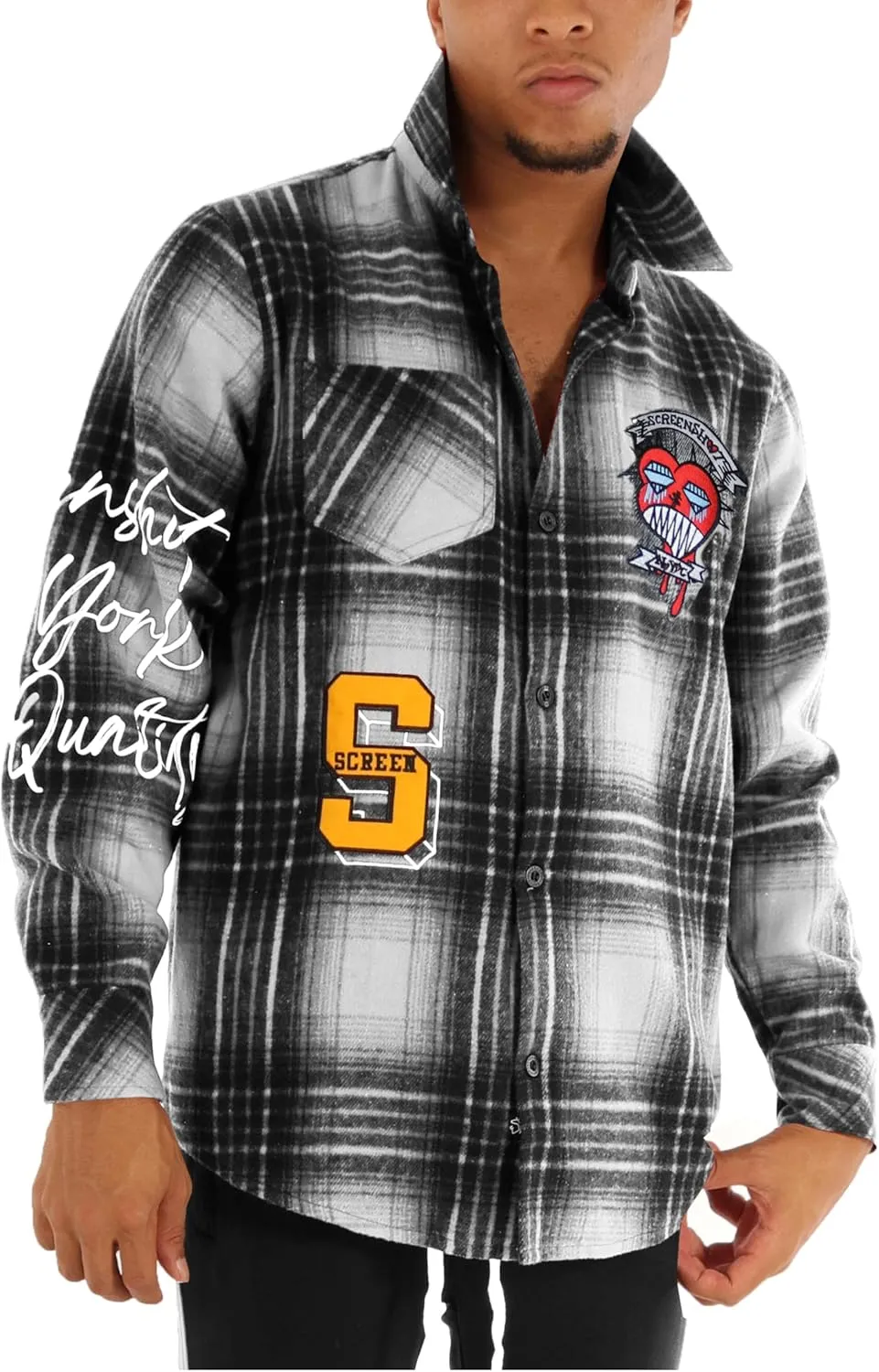 SCREENSHOT SHACKET 3202 Mens Casual Plaid Flannel Shacket Shirt Jacket Button Down Long Sleeve