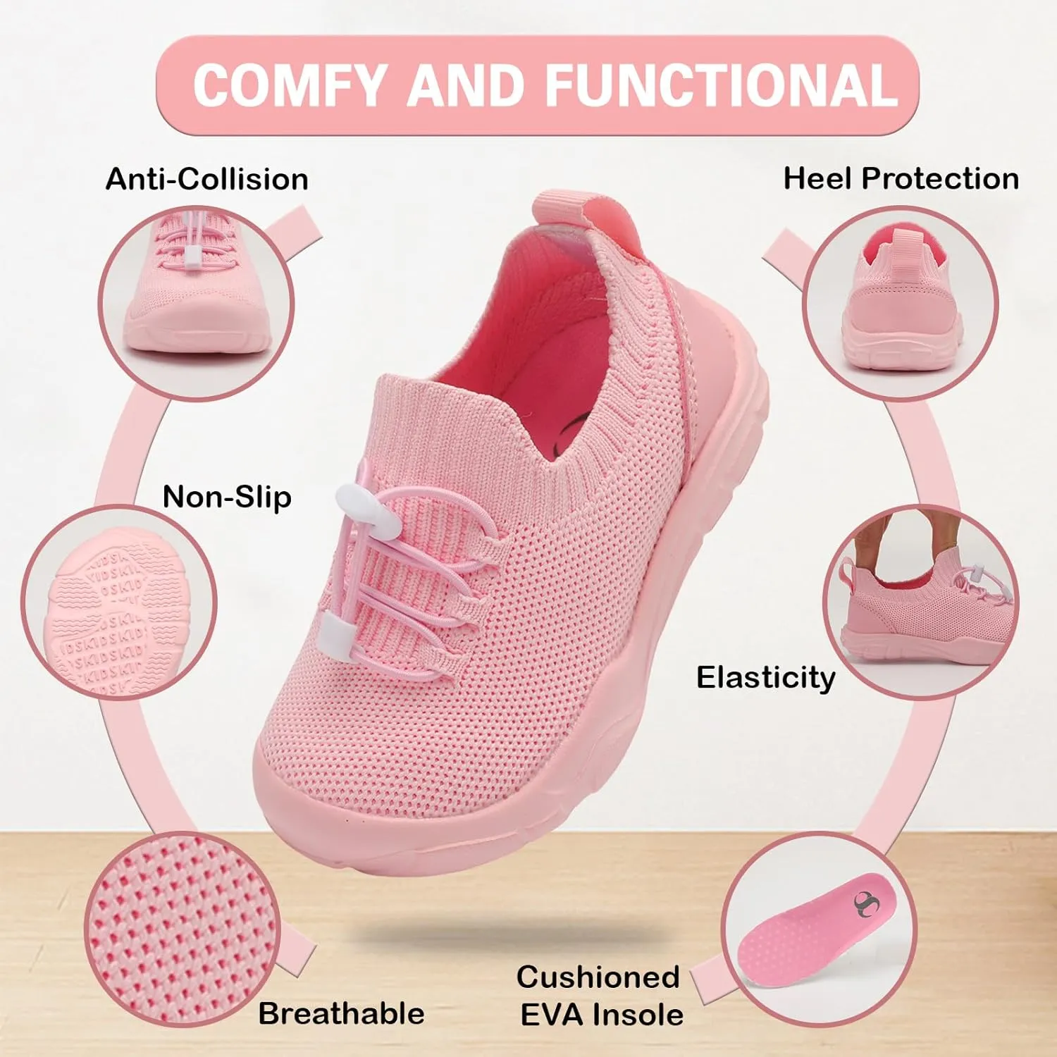Scurtain Toddler Shoes Boys Girls Tennis Shoes Kids Barefoot Shoes Slip on Sneakers Breathable Walking Running Shoes