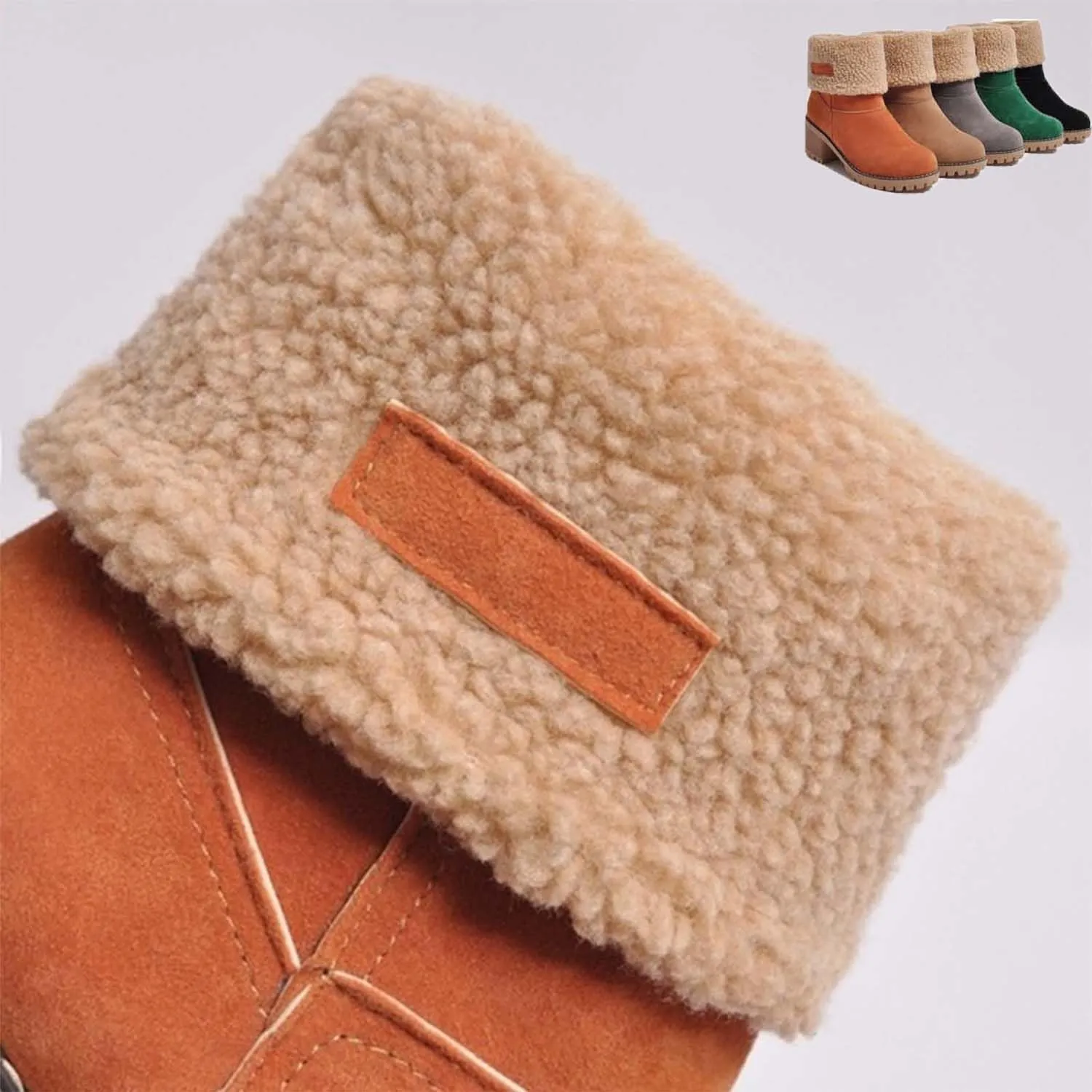 Seniors' Chunky Heel Winter Boots, Winter Boots, Comfortable Slip-On Warm Snow Boots