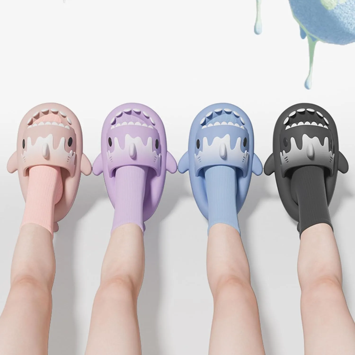 Shark Slides Ice Cream Cone, Cute Cartoon 3D Cloud Shark House Slippers Shoes Sandals For Women Men