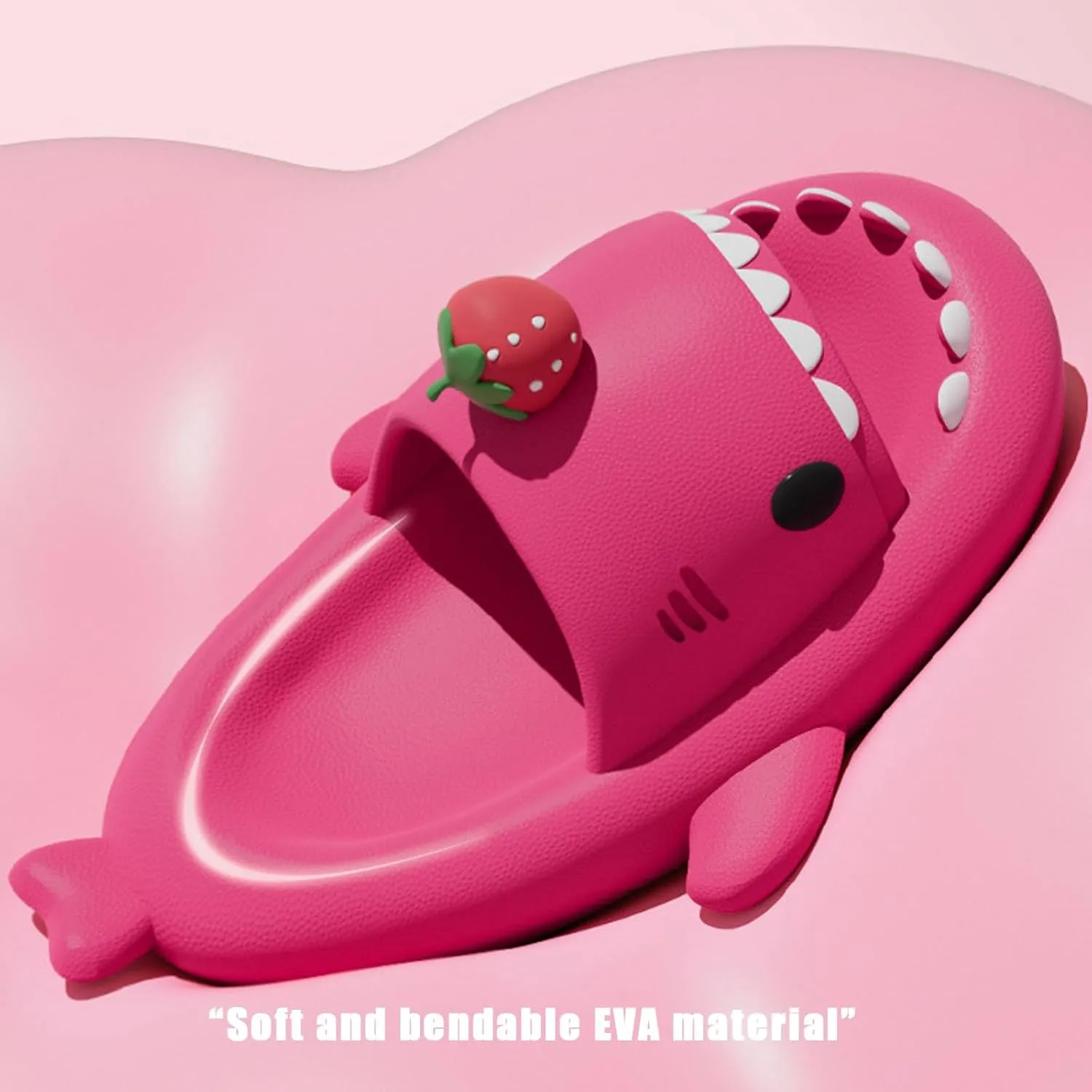 Shark Slides Strawberry, Cute Cartoon 3D Cloud Shark Slippers Shoes Sandals For Women Men