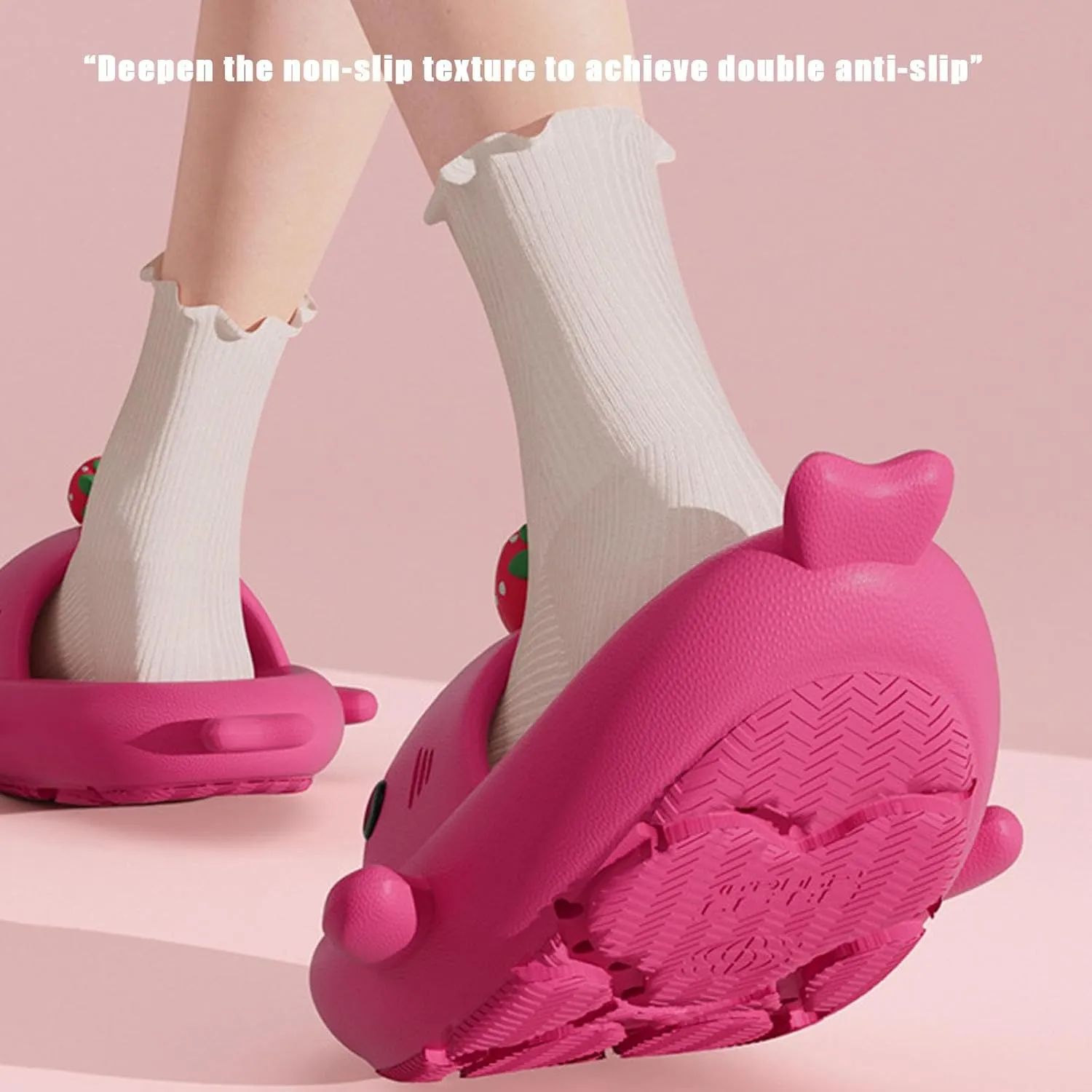 Shark Slides Strawberry, Cute Cartoon 3D Cloud Shark Slippers Shoes Sandals For Women Men