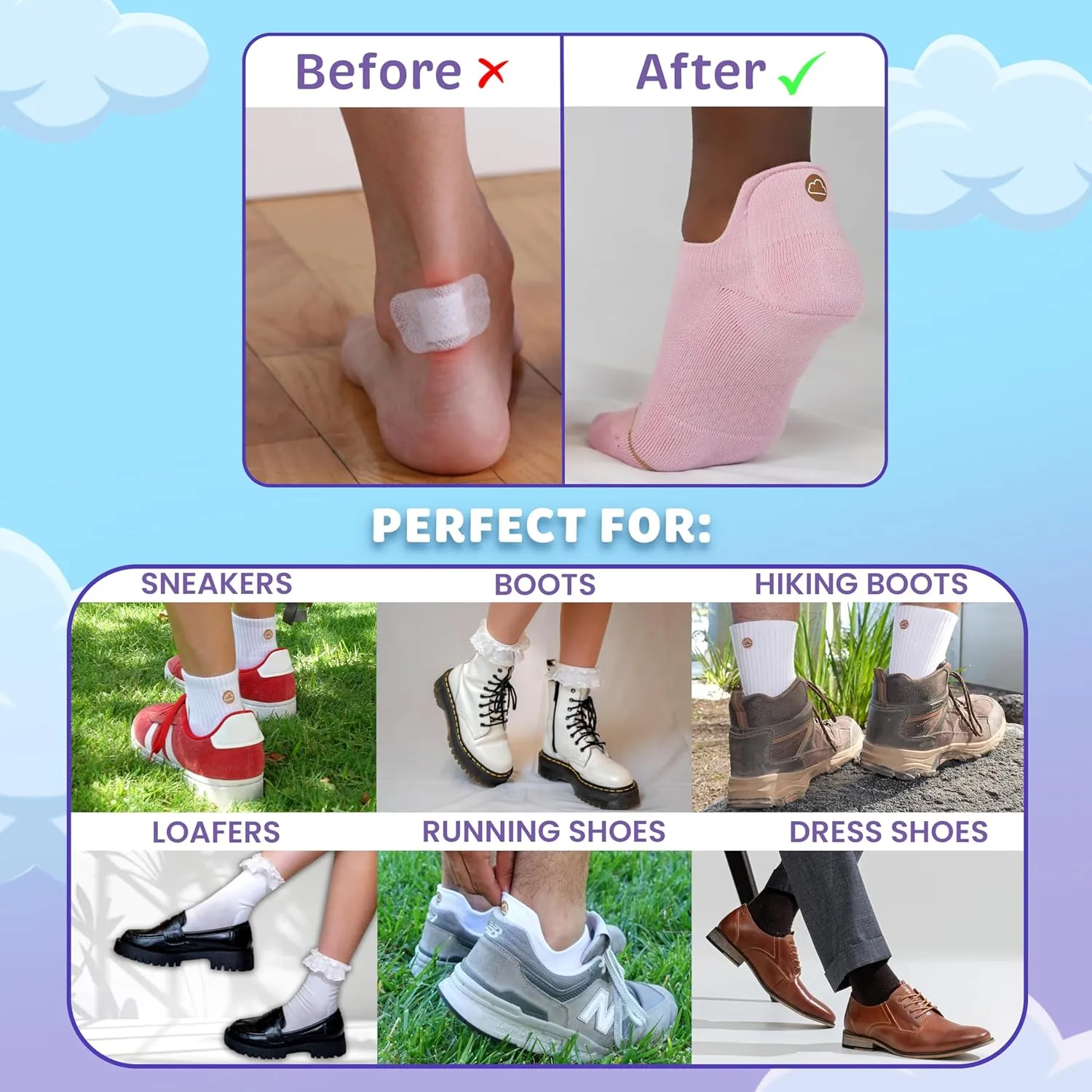 SHEZZA Anti-Blister Cushion Heel Padded Ankle Sock-Breathable,Comfortable-seen on TikTok