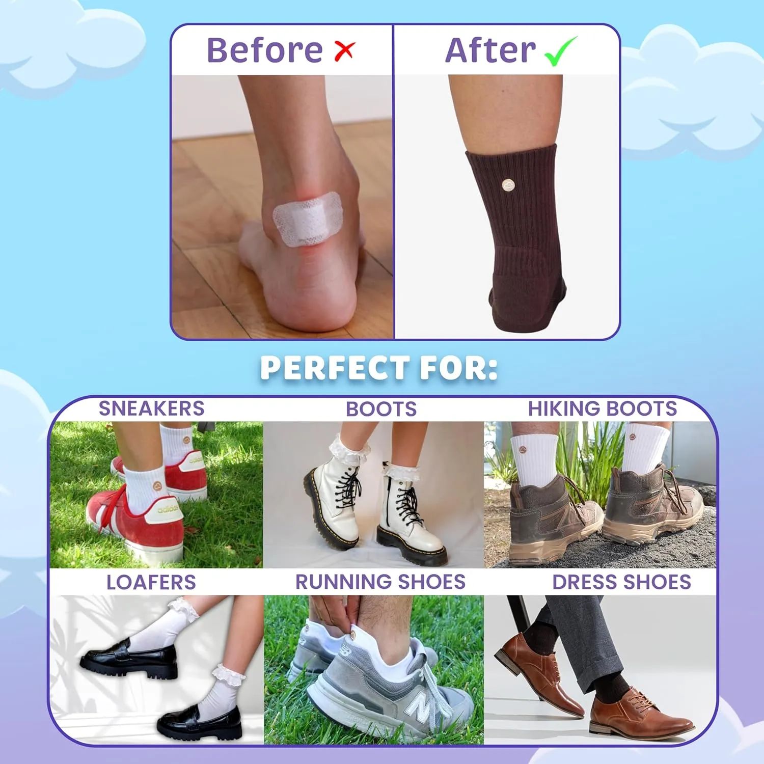 SHEZZA Anti-Blister Cushion Heel Padded Crew Sock-Breathable,Comfortable-seen on TikTok
