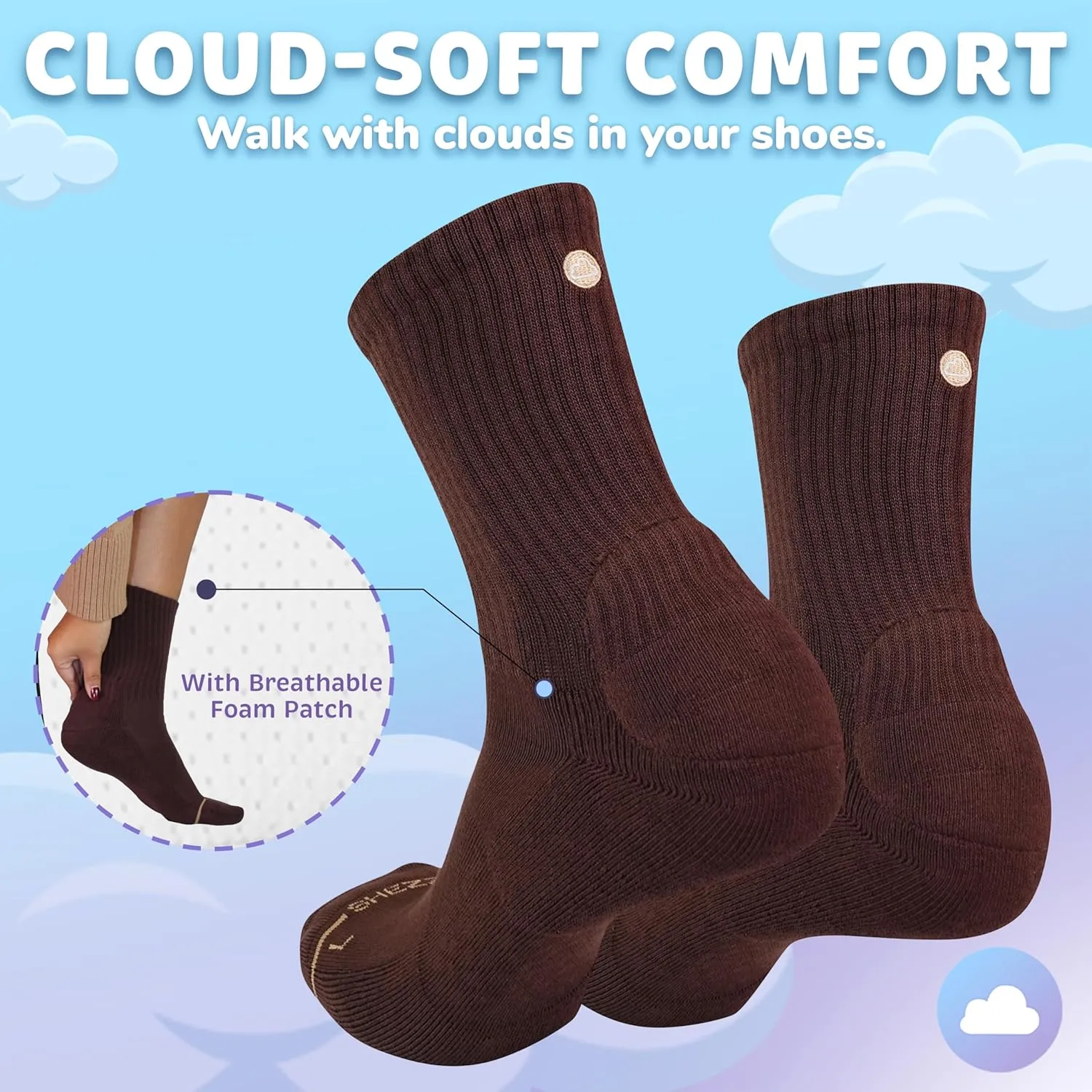 SHEZZA Anti-Blister Cushion Heel Padded Crew Sock-Breathable,Comfortable-seen on TikTok
