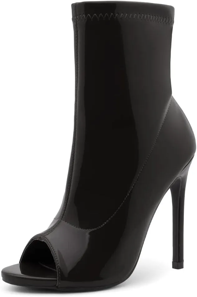Shoe Land Chelsee Womens Peep Toe Ankle Booties Stiletto High Heel Dress Boots