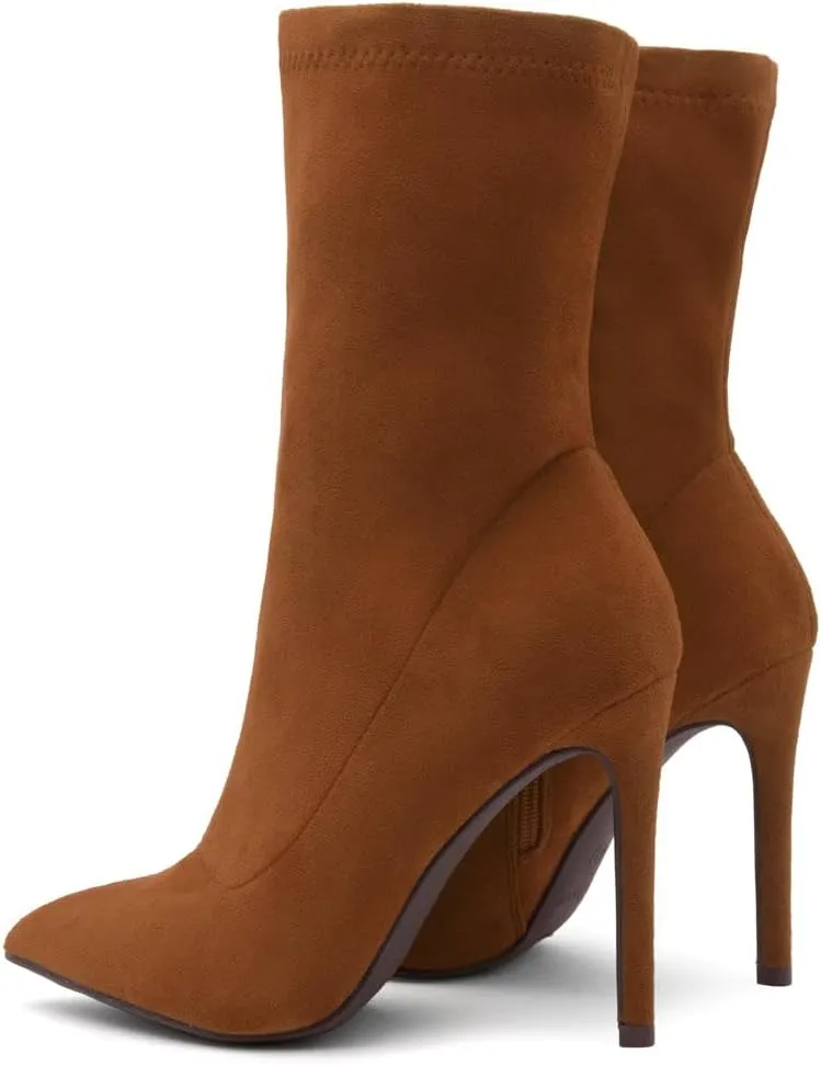 Shoe Land SLJessenie-L Women’s Pointed Toe Stiletto High Heel Ankle Booties Fashion Stretch Dress Boots
