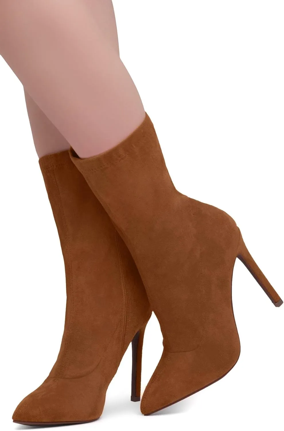 Shoe Land SLJessenie-L Women’s Pointed Toe Stiletto High Heel Ankle Booties Fashion Stretch Dress Boots