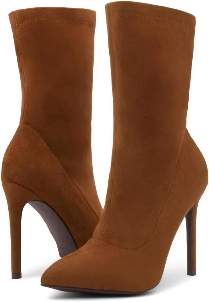 Shoe Land SLJessenie-L Women’s Pointed Toe Stiletto High Heel Ankle Booties Fashion Stretch Dress Boots