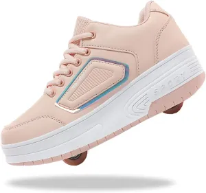 Shoes with Wheel for Kids - Roller Skate Retractable Wheels Fashion Sneakers Wheeled for Christmas Halloween Beginners