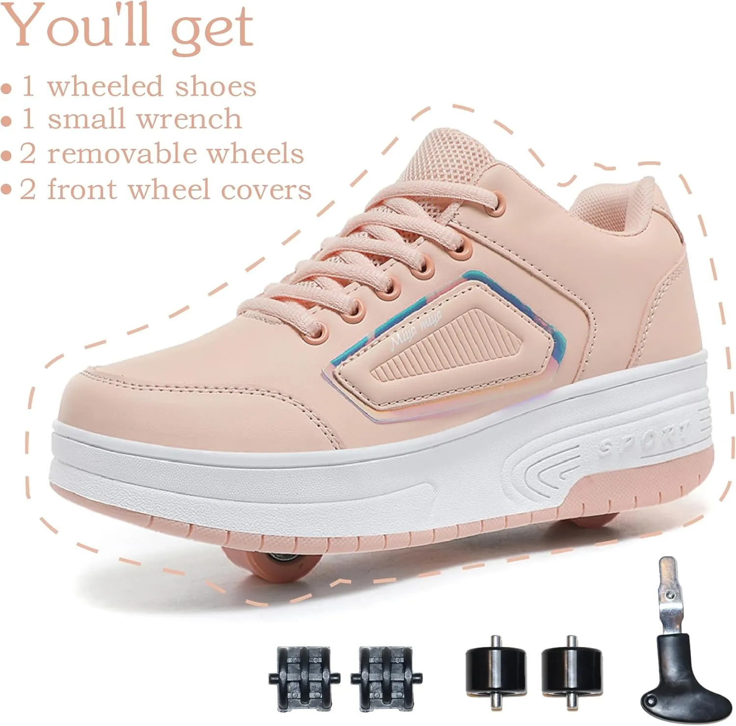 Shoes with Wheel for Kids - Roller Skate Retractable Wheels Fashion Sneakers Wheeled for Christmas Halloween Beginners