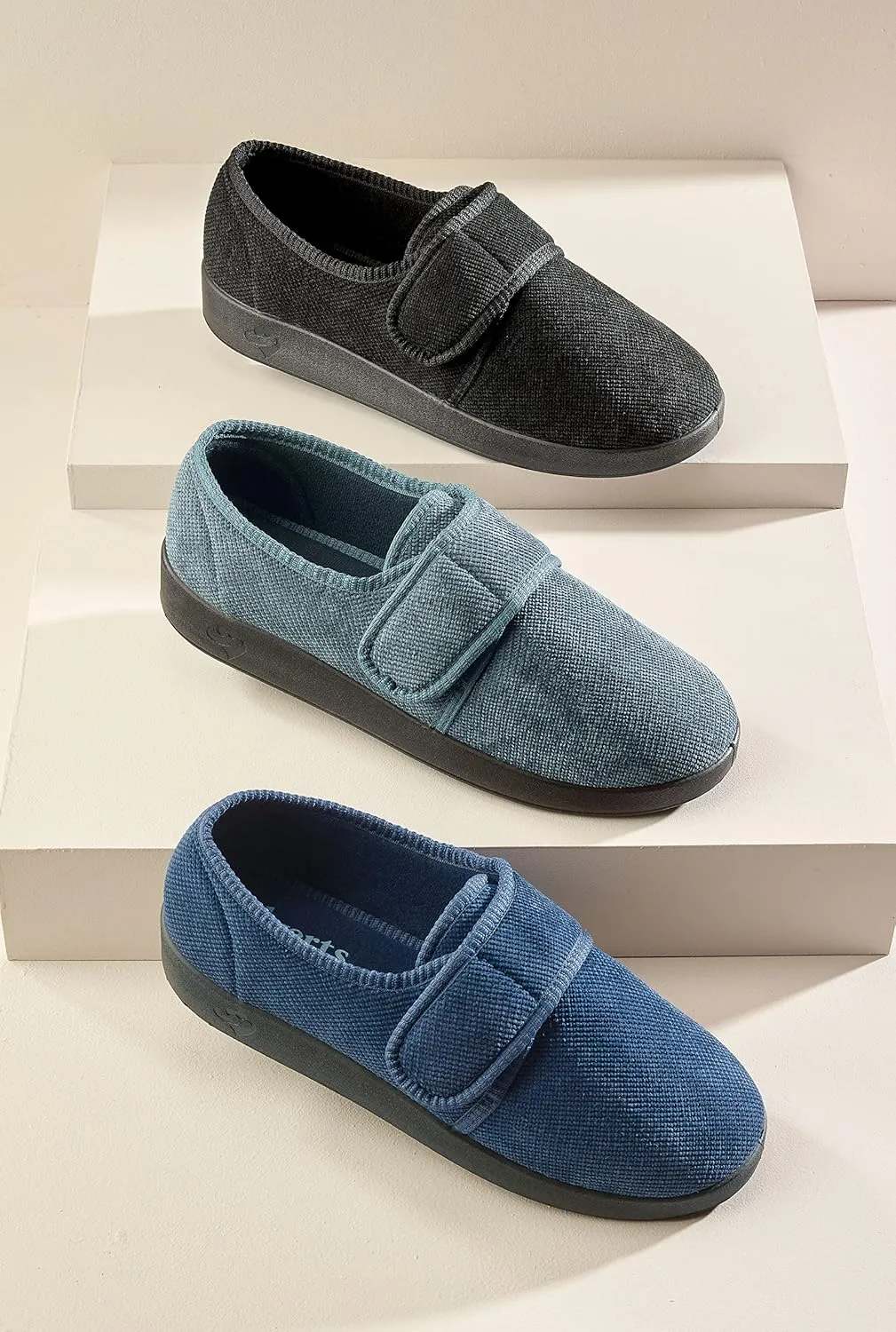 Silvert's Adaptive Clothing & Footwear Men’s Wide & Comfy Easy Closure Slippers for Seniors