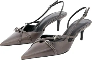 Slingback Heels for Women,Kitten Heels with Pointed Toe Stiletto Heel Sandals Ankle Buckle Strap Shoes