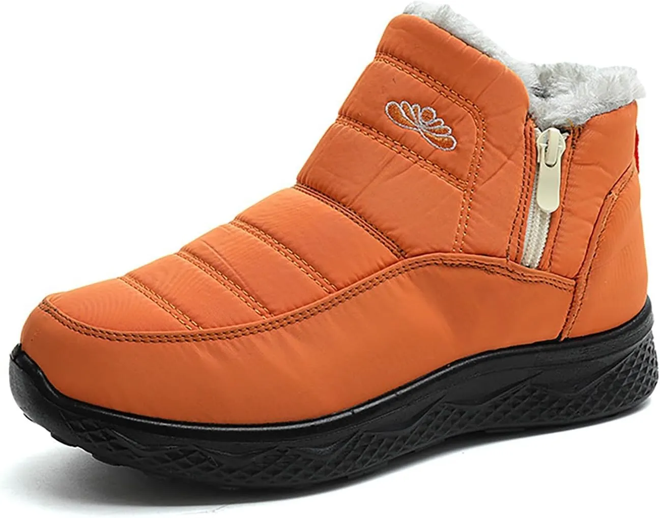 Snow Boots for Couples Waterproof Insulated Women's Warm Sheepskin-Lined Boots Men Winter Ankle Boots Slip-on Short Fur Lined Boot Comfort Orthopedic Fuzzy Thermal Booties Arch Support Shoes