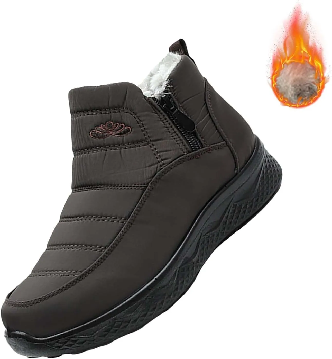 Snow Boots for Couples Waterproof Insulated Women's Warm Sheepskin-Lined Boots Men Winter Ankle Boots Slip-on Short Fur Lined Boot Comfort Orthopedic Fuzzy Thermal Booties Arch Support Shoes