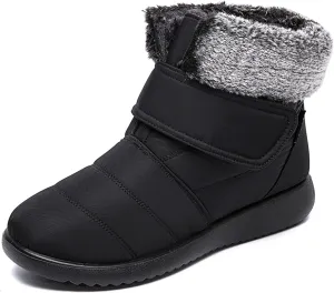 Snow Boots for Women Platform Plush Waterproof Soft Keep Warm Hook and Loop Closure Casual Winter Shoes