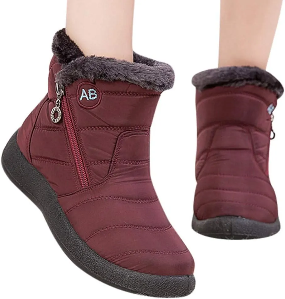Snow Boots for Women Wide Width Women's Slip on Work Boots Waterproof Womens Snow Boots Wide Leg Women's Black Brown Tan Grey Winter Snow Boots Womens Winter Hiking Boot
