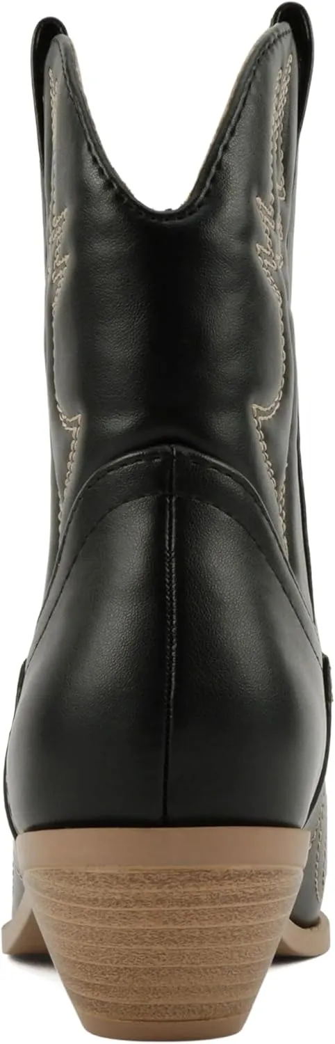 Soda Women Cowgirl Cowboy Western Stitched Ankle Boots Pointed Toe Short Booties Rigging-S (Wide Fit Available)