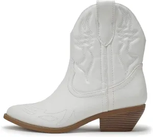 Soda Women Cowgirl Cowboy Western Stitched Ankle Boots Pointed Toe Short Booties Rigging-S (Wide Fit Available)