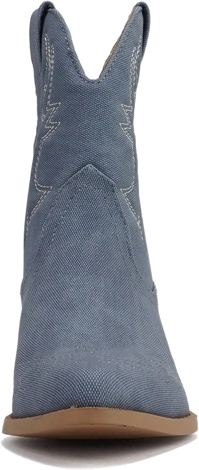 Soda Women Cowgirl Cowboy Western Stitched Ankle Boots Pointed Toe Short Booties Rigging-S (Wide Fit Available)
