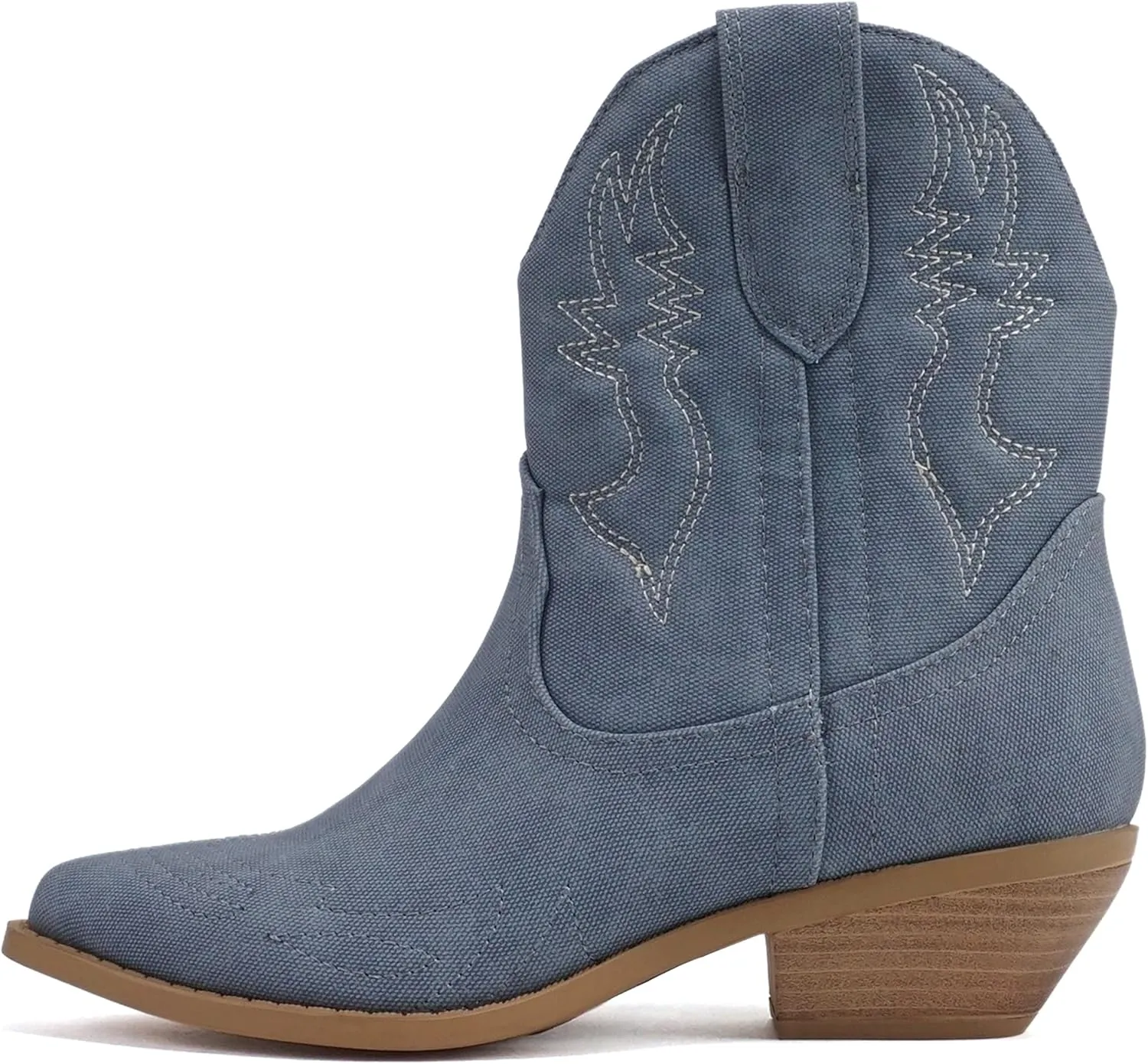 Soda Women Cowgirl Cowboy Western Stitched Ankle Boots Pointed Toe Short Booties Rigging-S (Wide Fit Available)