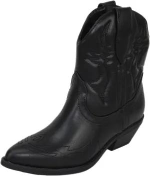 Soda Women Cowgirl Cowboy Western Stitched Ankle Boots Pointed Toe Short Booties Rigging-S (Wide Fit Available)