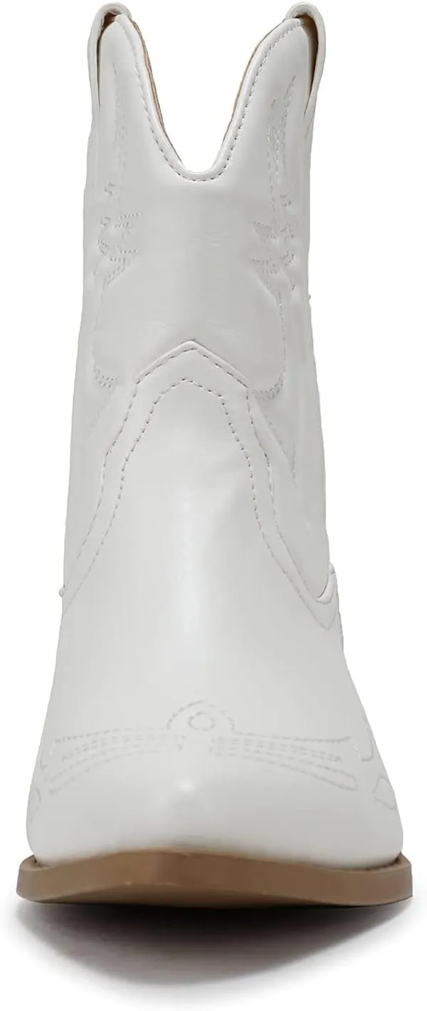 Soda Women Cowgirl Cowboy Western Stitched Ankle Boots Pointed Toe Short Booties Rigging-S (Wide Fit Available)