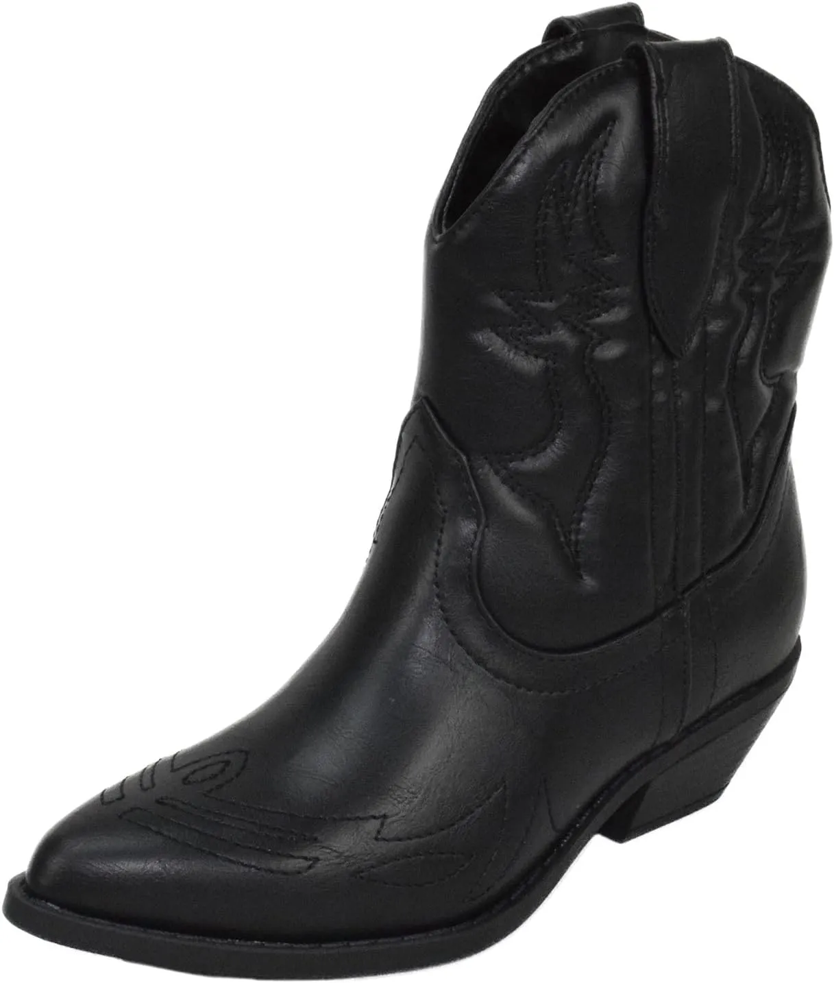 Soda Women Cowgirl Cowboy Western Stitched Ankle Boots Pointed Toe Short Booties Rigging-S (Wide Fit Available)