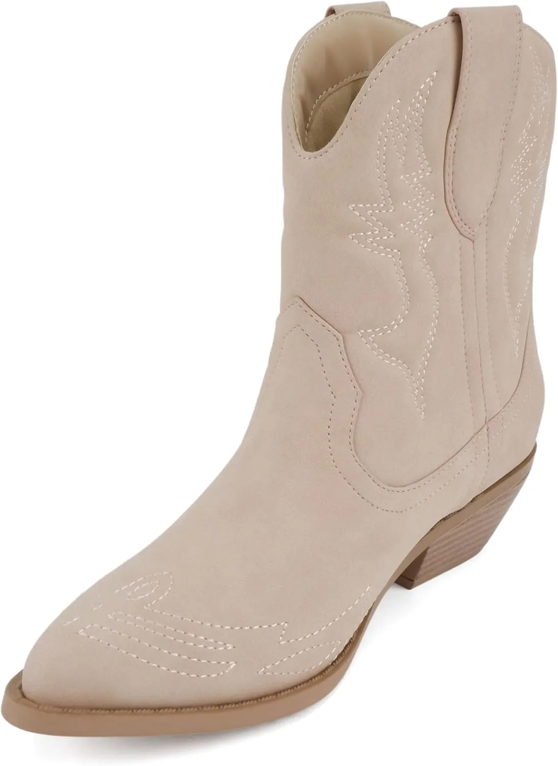 Soda Women Cowgirl Cowboy Western Stitched Ankle Boots Pointed Toe Short Booties Rigging-S (Wide Fit Available)