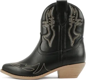 Soda Women Cowgirl Cowboy Western Stitched Ankle Boots Pointed Toe Short Booties Rigging-S (Wide Fit Available)