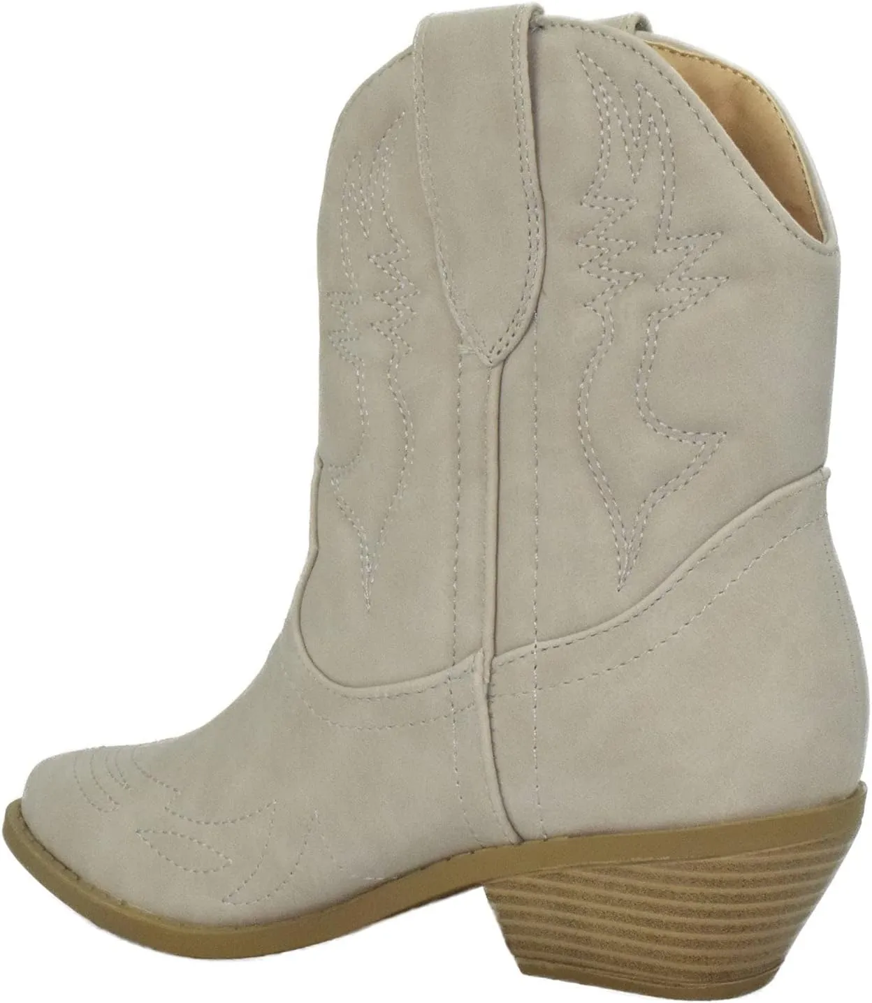 Soda Women Cowgirl Cowboy Western Stitched Ankle Boots Pointed Toe Short Booties Rigging-S (Wide Fit Available)