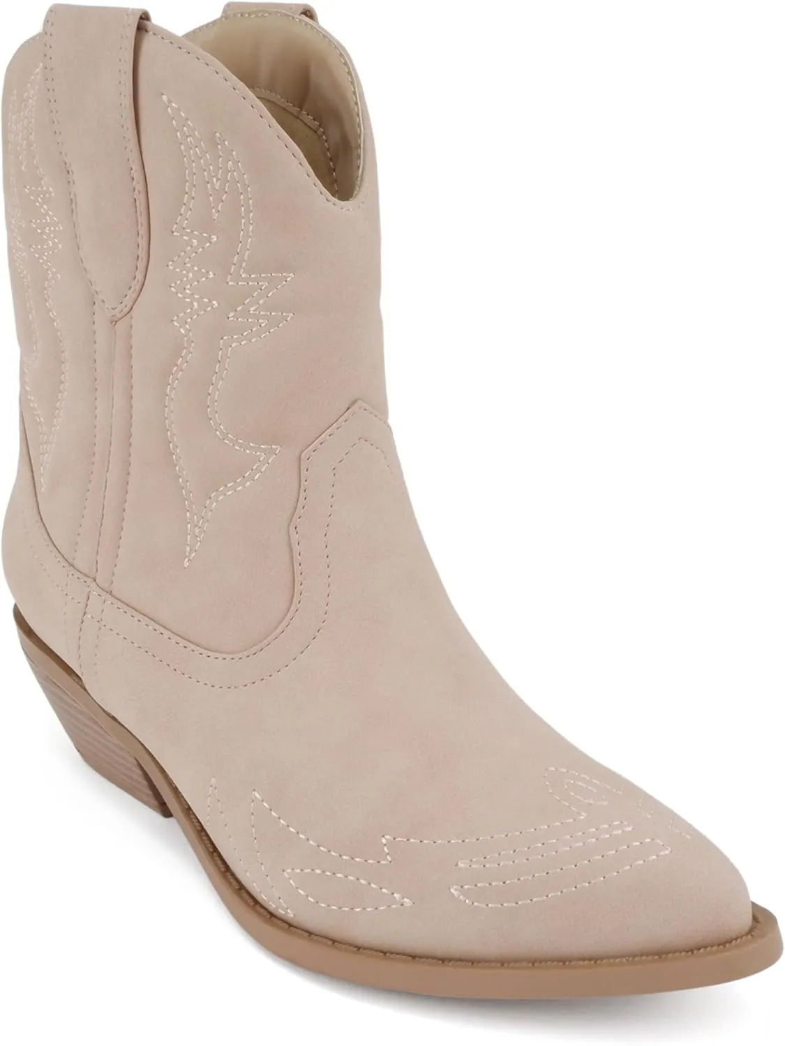 Soda Women Cowgirl Cowboy Western Stitched Ankle Boots Pointed Toe Short Booties Rigging-S (Wide Fit Available)