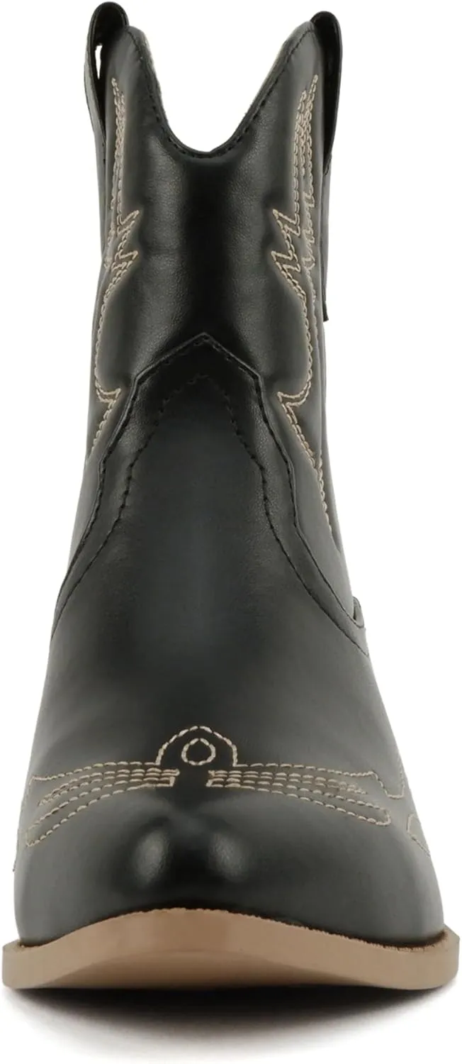 Soda Women Cowgirl Cowboy Western Stitched Ankle Boots Pointed Toe Short Booties Rigging-S (Wide Fit Available)