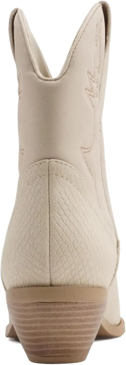Soda Women Cowgirl Cowboy Western Stitched Ankle Boots Pointed Toe Short Booties Rigging-S (Wide Fit Available)