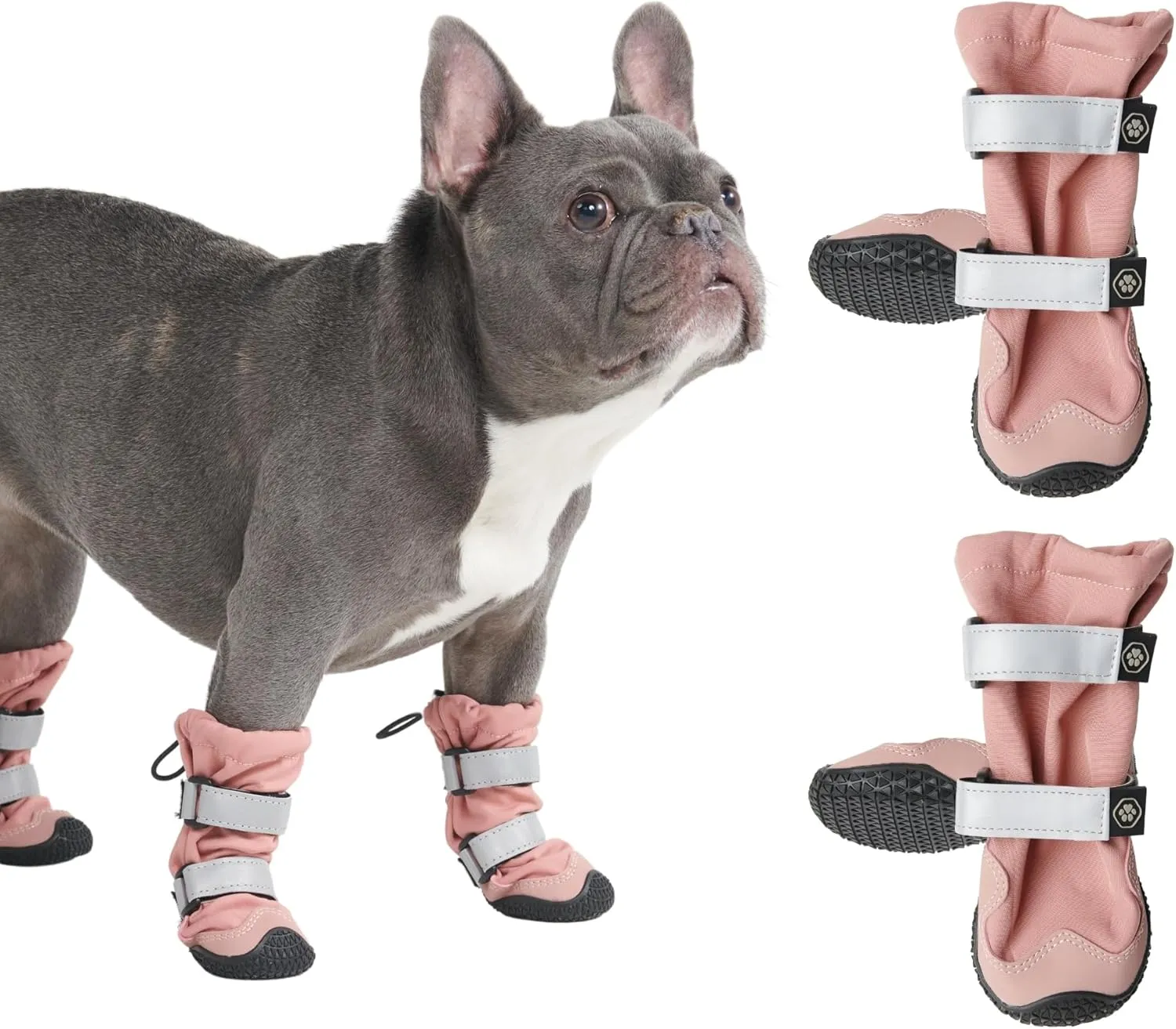 Spark Paws Dog Shoes, Water Resistant Dog Boots for Medium to Large Dogs, Non Slip, Breathable Dog Booties and Paw Protectors - 4PCS Doggie Hiking Boots with Reflective Straps - Pink, B