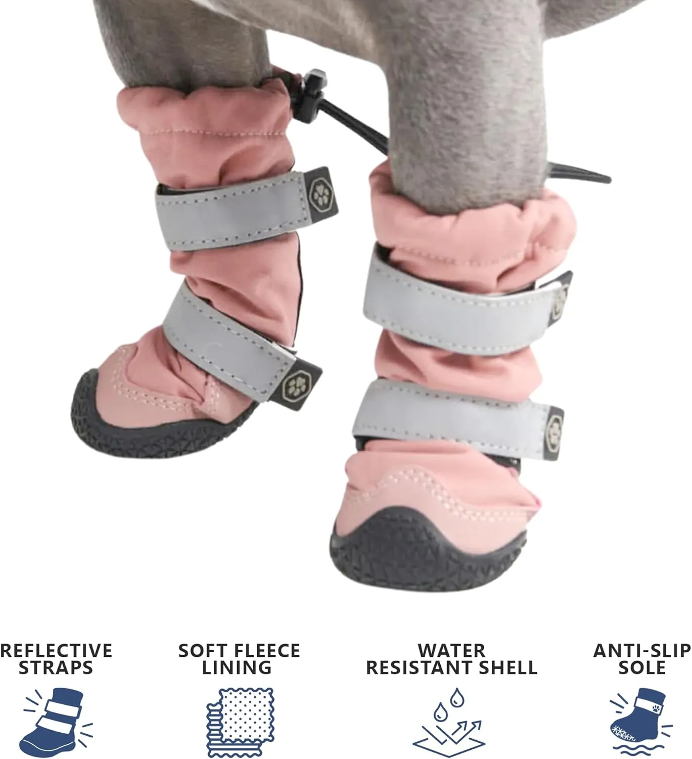 Spark Paws Dog Shoes, Water Resistant Dog Boots for Medium to Large Dogs, Non Slip, Breathable Dog Booties and Paw Protectors - 4PCS Doggie Hiking Boots with Reflective Straps - Pink, B