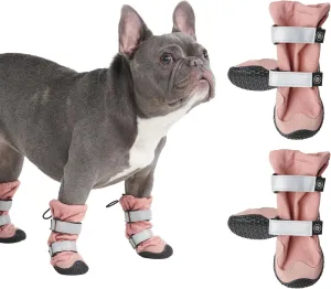 Spark Paws Dog Shoes, Water Resistant Dog Boots for Medium to Large Dogs, Non Slip, Breathable Dog Booties and Paw Protectors - 4PCS Doggie Hiking Boots with Reflective Straps - Pink, B